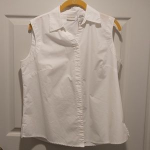 White sleeveless button up
